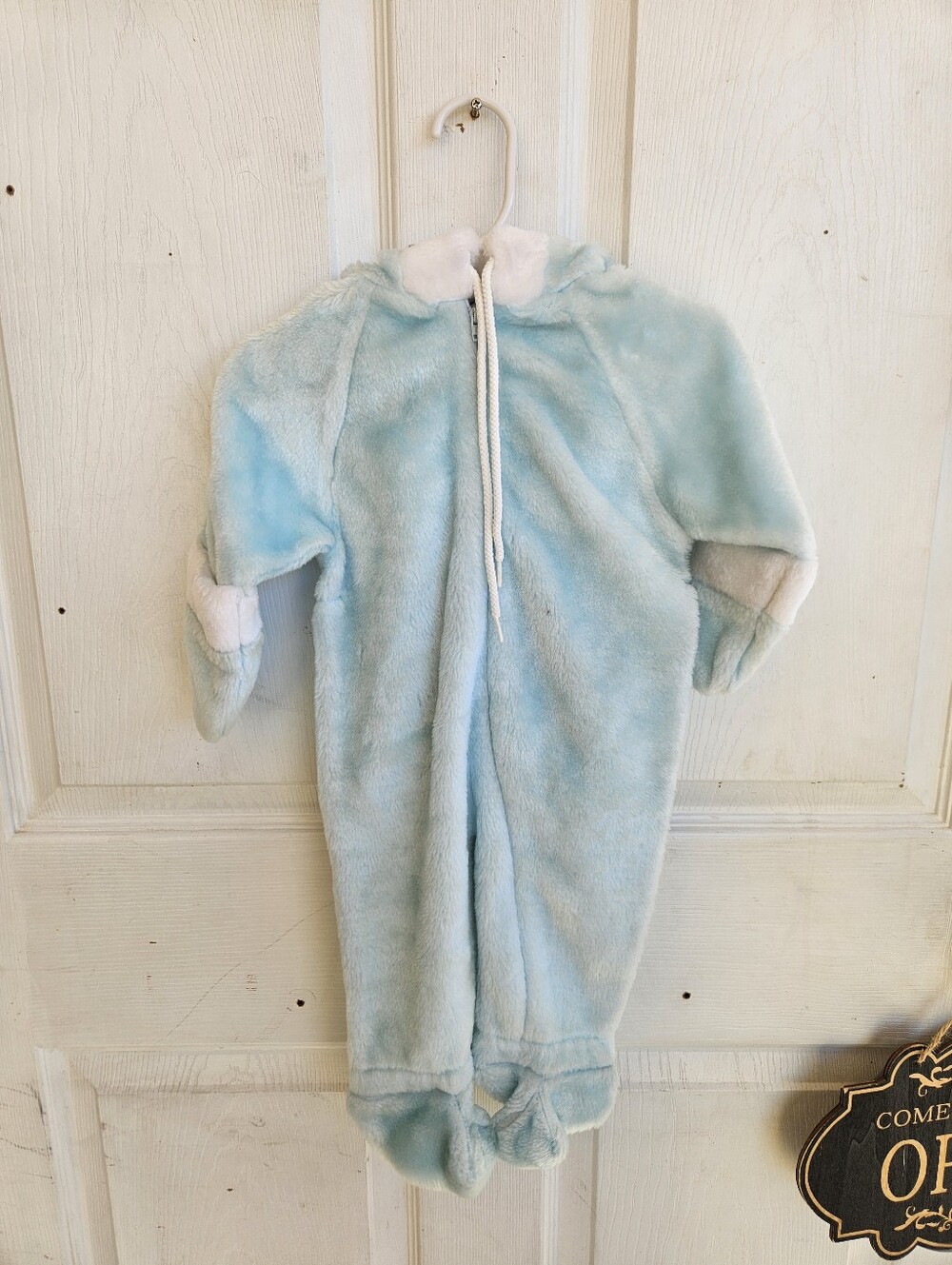 Vintage Frost Baby Unisex Blue And White Fleece Winter Snow Suit Size 9-18m GUC